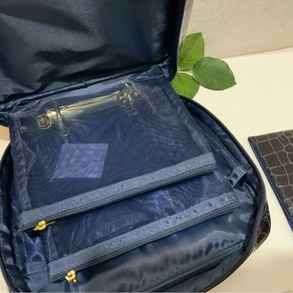 NEW Senegence Faux Alligator Embossed Zip Travel Makeup Bag and matching mirror - Picture 7 of 9